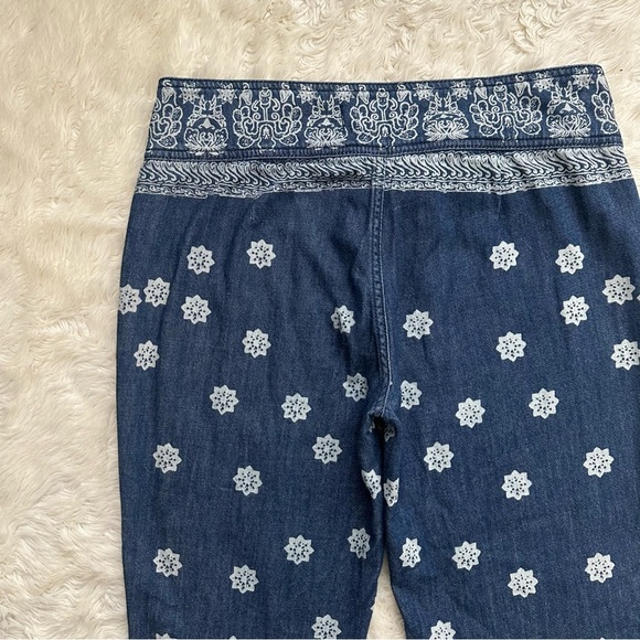 Free People We The Free Pants Journey Flare Jeans Belted Printed Retro Blue 27 - Picture 7 of 12